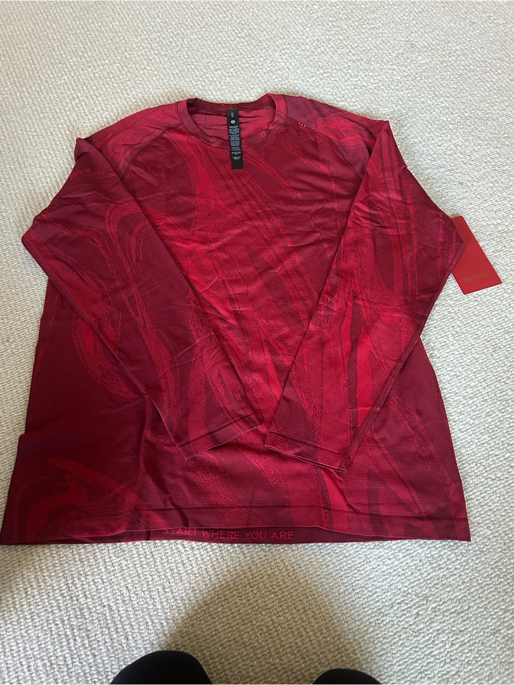 lululemon athletica Men's Deep Red Long-Sleeve Performance Top